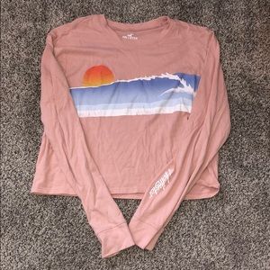 Pink hollister crop long sleeve shirt